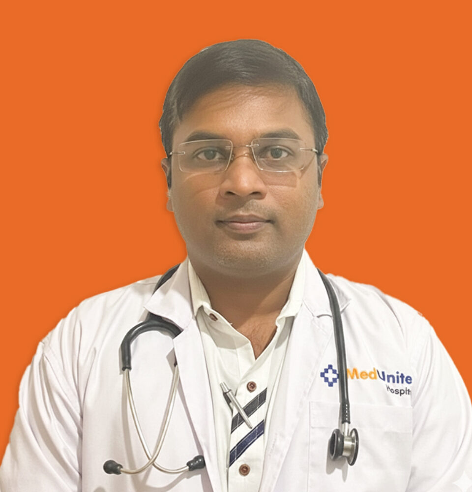 Image of Dr. B Raghava, the best consultant pediatrician in Amalapuram, specializing in child health, growth monitoring, vaccinations & advanced pediatric care at MedUnited Hospitals