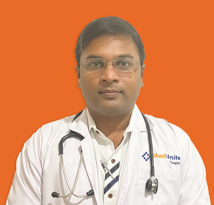 Image of Dr. B Raghava, the best consultant pediatrician in Amalapuram, specializing in child health, growth monitoring, vaccinations & advanced pediatric care at MedUnited Hospitals