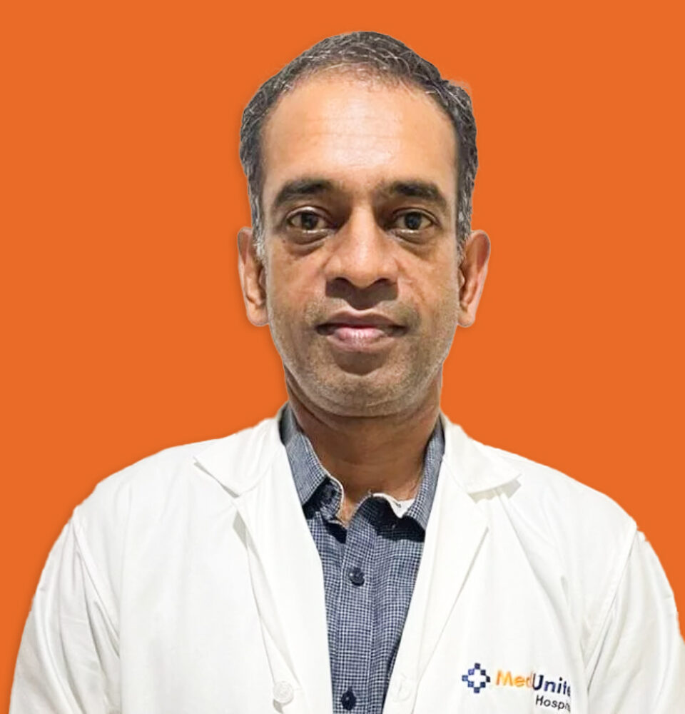 Image of Dr. P. Sunil Kumar, the best consultant orthopedician in Amalapuram, expert in trauma care, joint replacement, and sports injury treatment at MedUnited Hospitals.