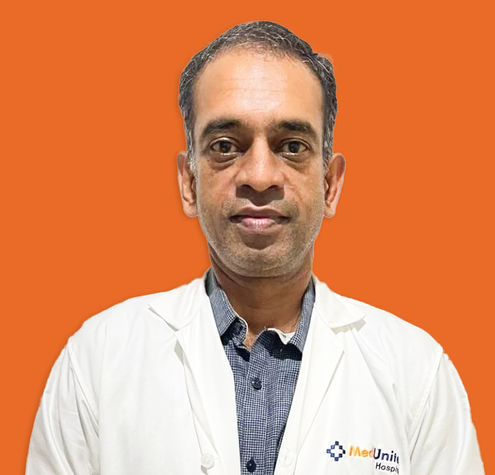 Image of Dr. P. Sunil Kumar, the best consultant orthopedician in Amalapuram, expert in trauma care, joint replacement, and sports injury treatment at MedUnited Hospitals.