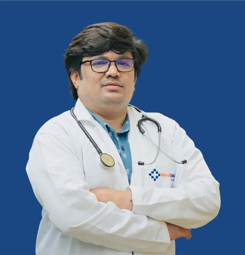Image of Dr. Rameez Raja, best dermatologist in amalapuram, expert in clinical dermatology, trichology, and severe cutaneous drug reactions working at MedUnited Hospitals.