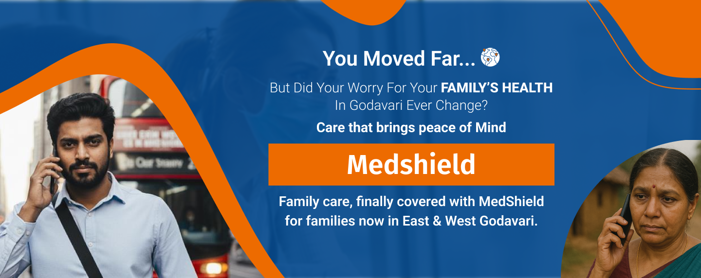 image of medunited homepage hero banner poster showing about medshield son and mother